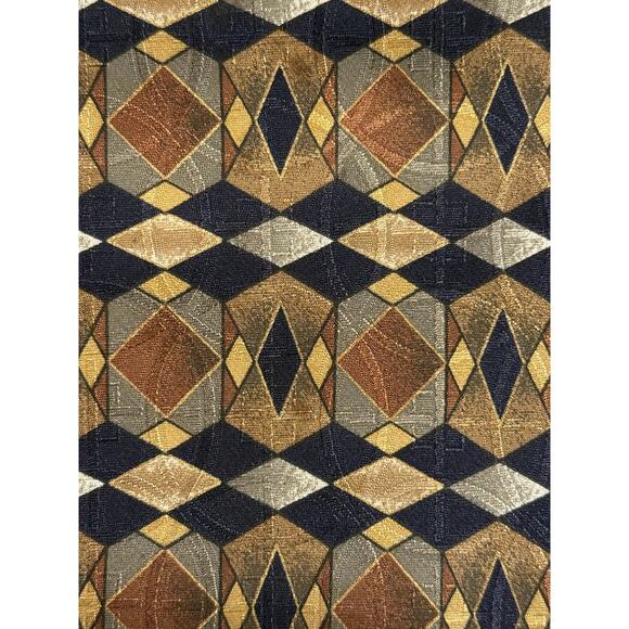 Geoffrey Beene 100% Italian Silk Necktie, Olive Brown‎ Black Geometric Design - Picture 2 of 4